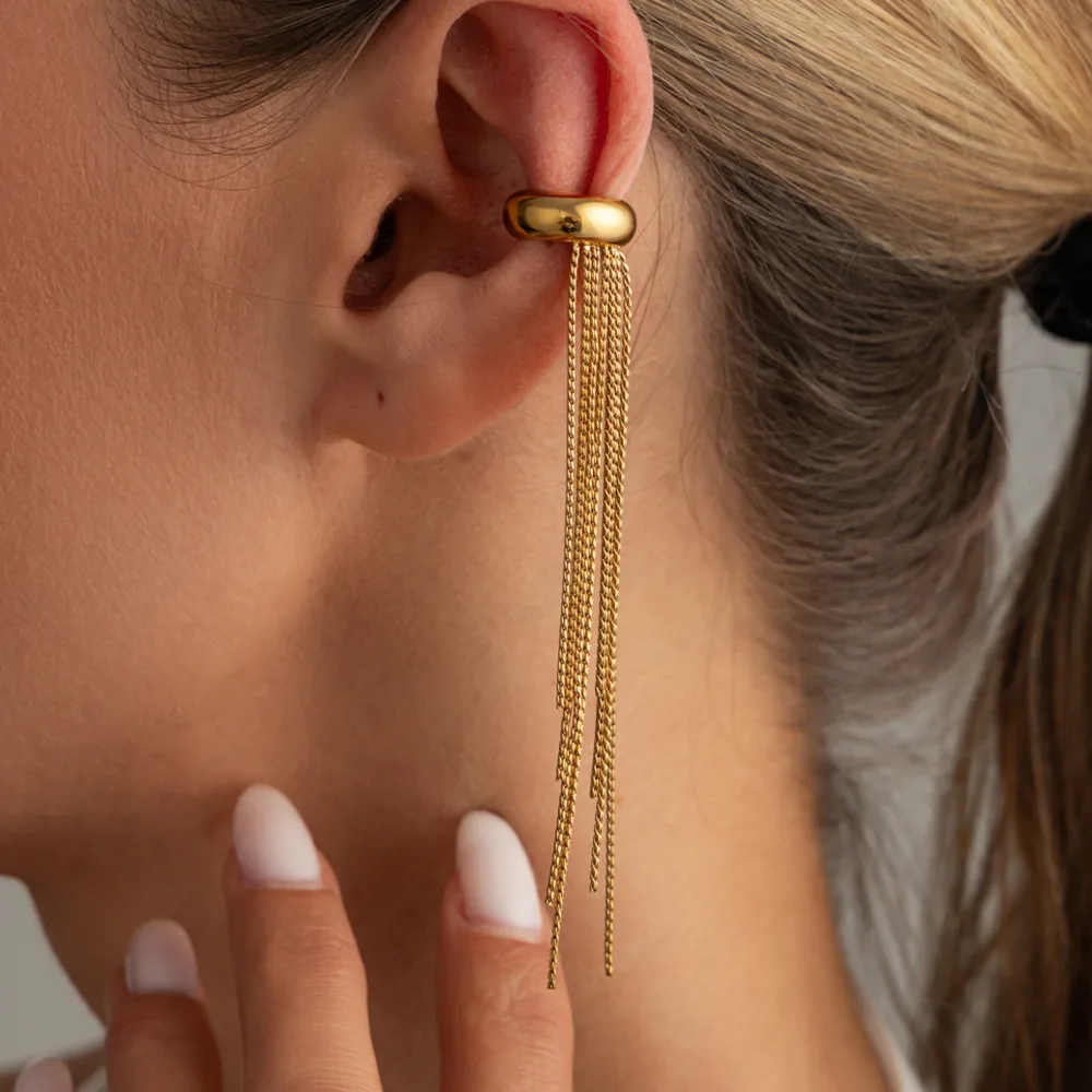 Ingemark Unique Stainless Steel Long Tassel Clips Earrings for Women Personalized 18K Gold Plated Ear Cuff Non Piercing Earrings
Ingemark Unique Stainless Steel Long Tassel Clips Earrings for Women Personalized 18K Gold Plated Ear Cuff Non Piercing Earrings