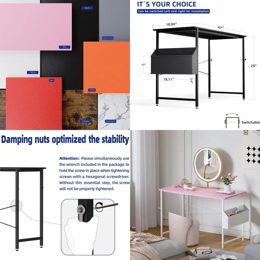 Compact 47 Desk with Storage for Home Office, Headphone Hook, and Space-Saving Design
Compact 47 Desk with Storage for Home Office, Headphone Hook, and Space-Saving Design