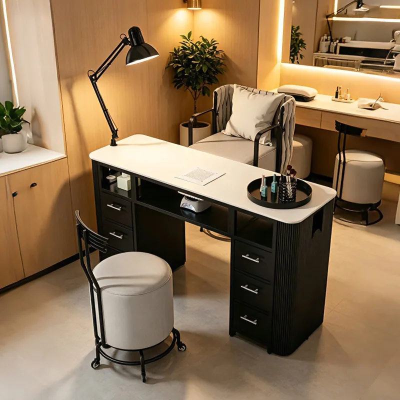 Design Storage Nail Salon Tables Black Drawers Modern Luxury Vanity Makeup Desk White 80 Cm Table Manucur Beauty Salon Furniture
Design Storage Nail Salon Tables Black Drawers Modern Luxury Vanity Makeup Desk White 80 Cm Table Manucur Beauty Salon Furniture