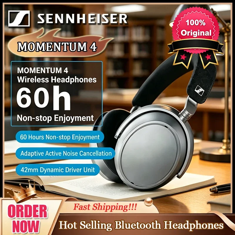 Беспроводные Bluetooth-наушники Sennheiser Momentum 4 с шумоподавлением, Hi-Fi стереозвуком и микрофоном
Беспроводные Bluetooth-наушники Sennheiser Momentum 4 с шумоподавлением, Hi-Fi стереозвуком и микрофоном