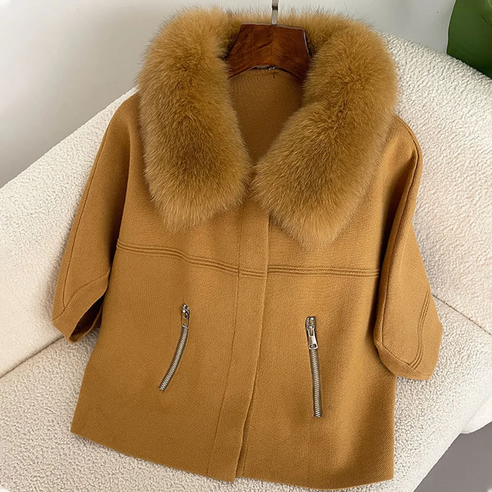 Faux Fur Knitted Cardigan Women Autumn Winter Clothes Fake Fur Collar Sweater Solid Zipper Kintwear Artificial Fur Coat Female
Faux Fur Knitted Cardigan Women Autumn Winter Clothes Fake Fur Collar Sweater Solid Zipper Kintwear Artificial Fur Coat Female