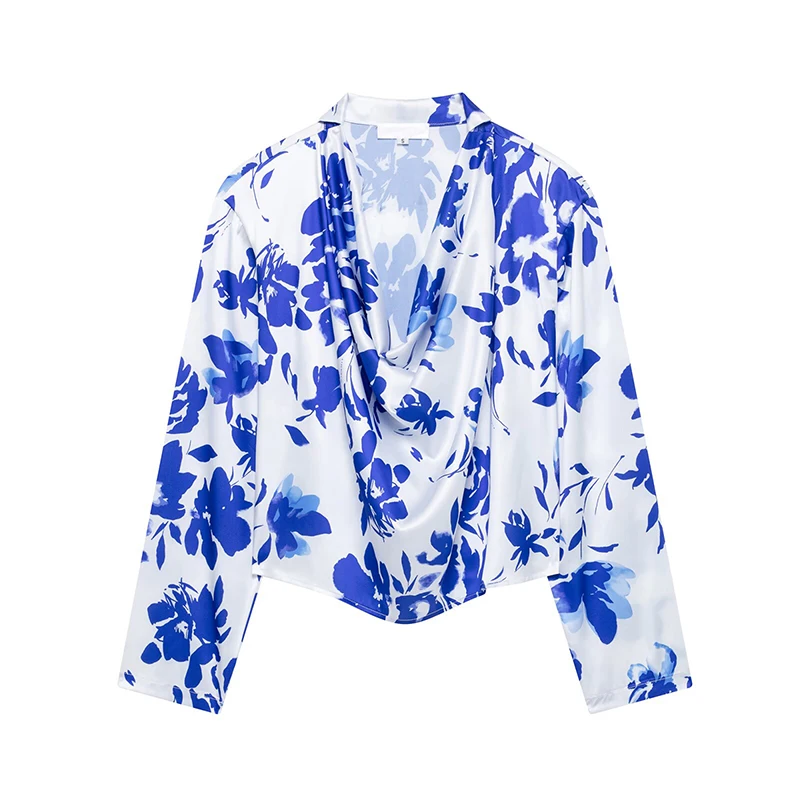 YENKYE Spring 2025 Women Blue Print Flowy Neck Short Shirt Long Sleeve Elegant Fashion Blouse Streetwear Blusas Mujer
YENKYE Spring 2025 Women Blue Print Flowy Neck Short Shirt Long Sleeve Elegant Fashion Blouse Streetwear Blusas Mujer
