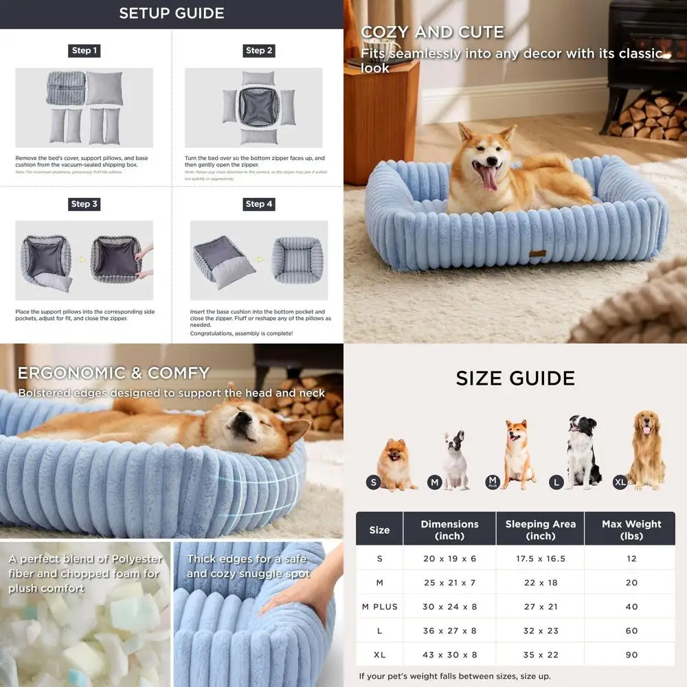 Orthopedic Washable Large Dog Bed with Removable Cover, 36x27x8in, Blue
Orthopedic Washable Large Dog Bed with Removable Cover, 36x27x8in, Blue