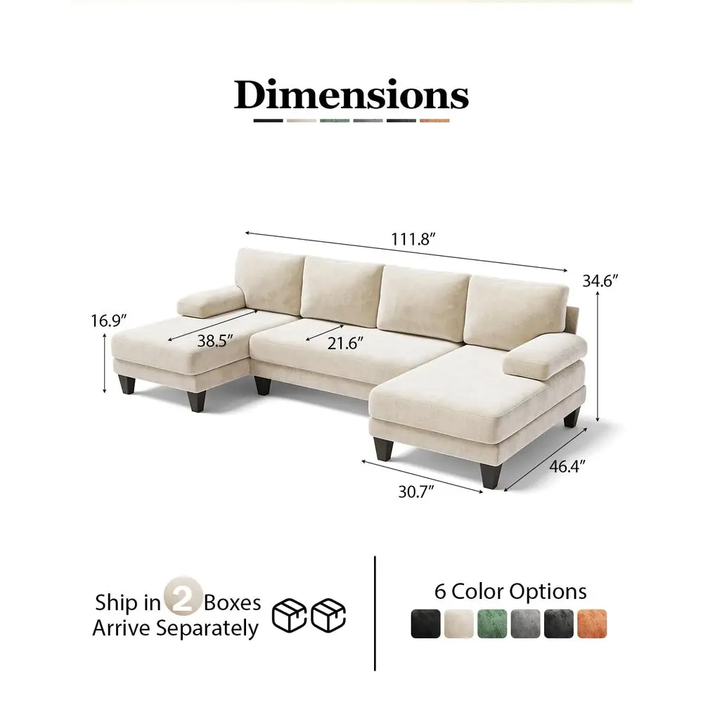 Couches for Living Room 112 Inch UShaped Sectional Couch 4 Seat Sofa Set with Double Chaise for Apartment Warm White Chenille
Couches for Living Room 112 Inch UShaped Sectional Couch 4 Seat Sofa Set with Double Chaise for Apartment Warm White Chenille