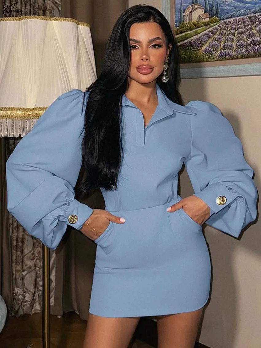 Oymimi Elegant Blue Slim Dresses 2025 Woman Fashion Turn-Down Collar Long Sleeve Button Dresses Casual High Waisted Mini Dress
Oymimi Elegant Blue Slim Dresses 2025 Woman Fashion Turn-Down Collar Long Sleeve Button Dresses Casual High Waisted Mini Dress
