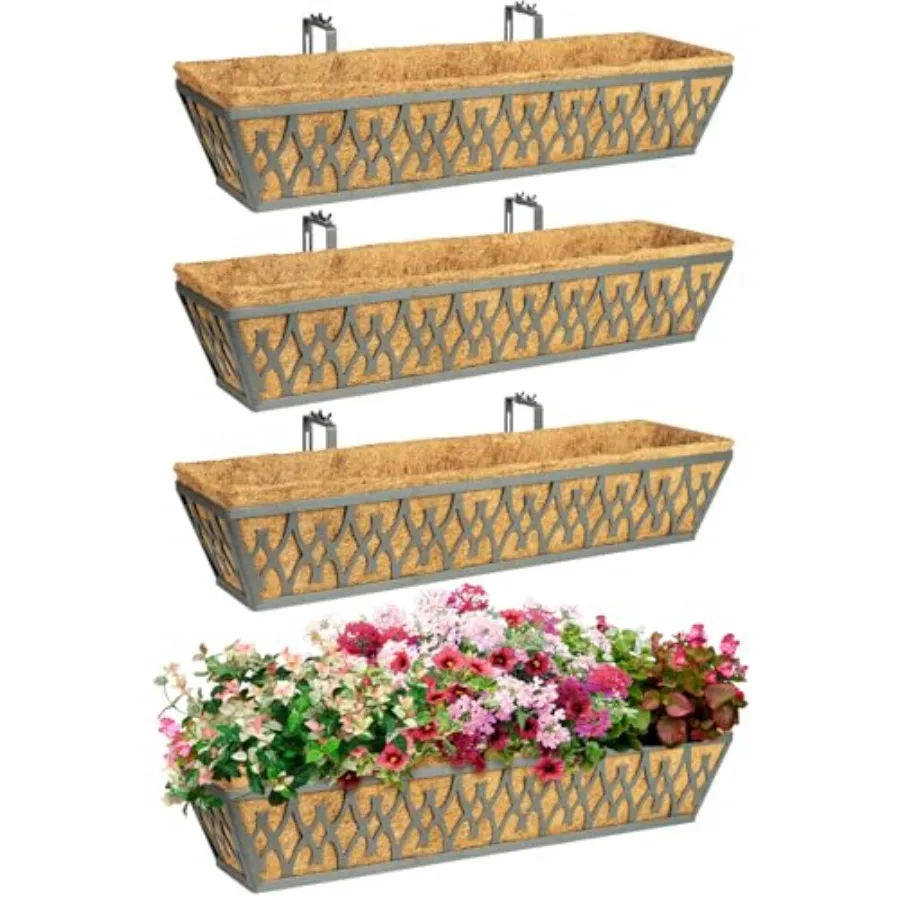 4 Pack 30 Inch Window Boxes Planters for Porch Fence Patio Balcony Outdoor Garden Decor Dark Grey Metal with Adjustable Bracket
4 Pack 30 Inch Window Boxes Planters for Porch Fence Patio Balcony Outdoor Garden Decor Dark Grey Metal with Adjustable Bracket