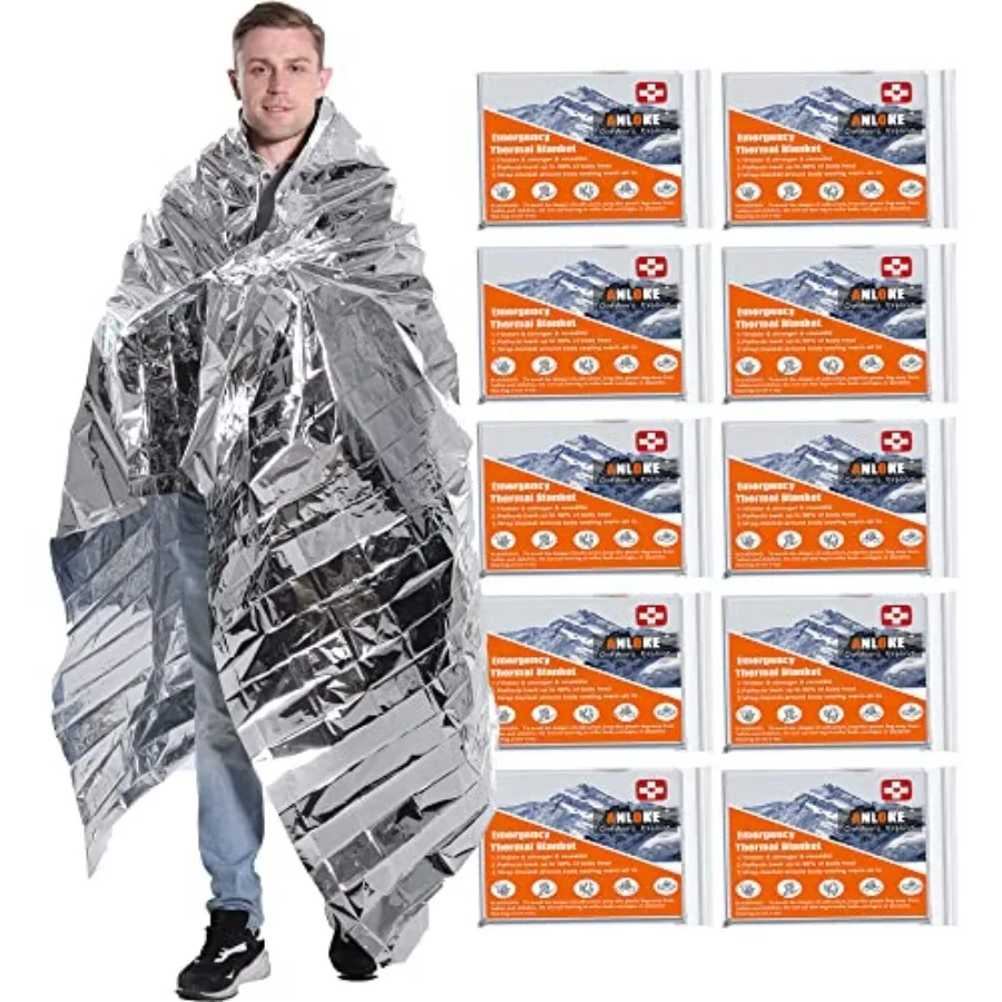 Emergency Blankets Mylar Thermal Blanket, 10 Pack of Gigantic Space Blanket 84 * 64 in. Survival Blankets Heavy Duty Camping Ge
Emergency Blankets Mylar Thermal Blanket, 10 Pack of Gigantic Space Blanket 84 * 64 in. Survival Blankets Heavy Duty Camping Ge