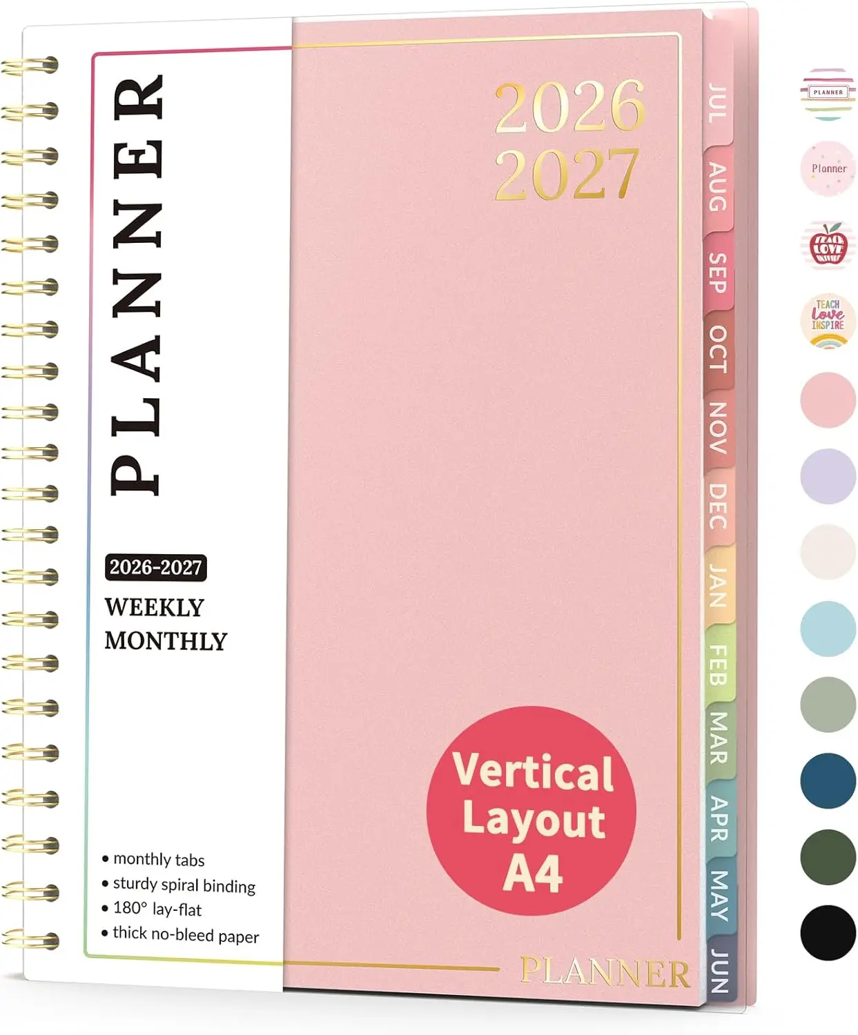 Teacher Planner 2026-2027, July 2026-June 2027, 8.5"x11", Weekly & Monthly Lesson Plan Book with 7 Periods, A4, Pink
Teacher Planner 2026-2027, July 2026-June 2027, 8.5"x11", Weekly & Monthly Lesson Plan Book with 7 Periods, A4, Pink