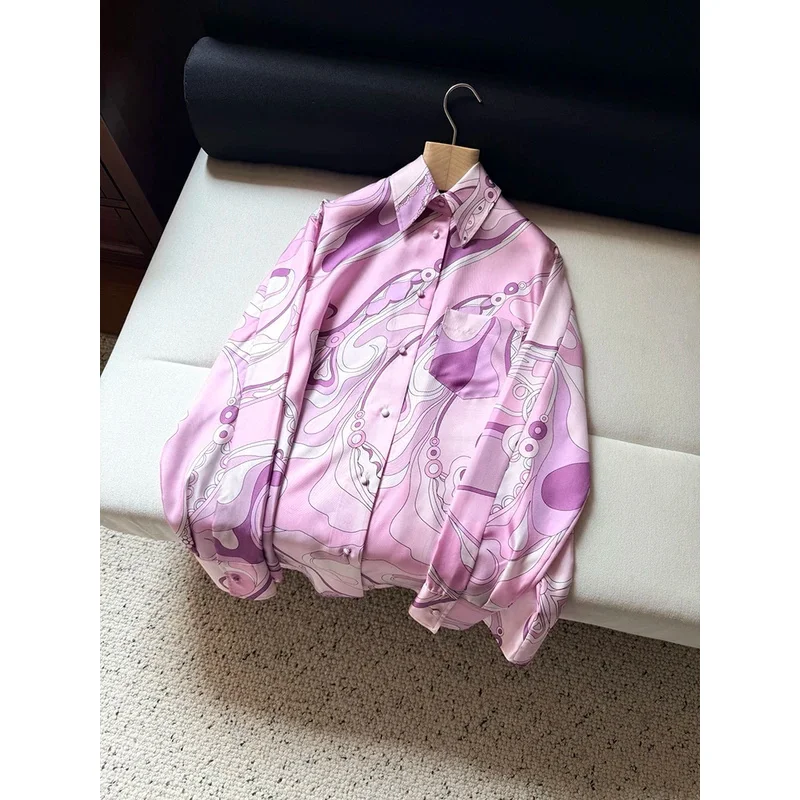 Spring Summer Fashion Daily Casual Geometric Print Silk Blouses Women's Turn-down Collar Loose Single Breasted Long Sleeve Shirt
Spring Summer Fashion Daily Casual Geometric Print Silk Blouses Women's Turn-down Collar Loose Single Breasted Long Sleeve Shirt