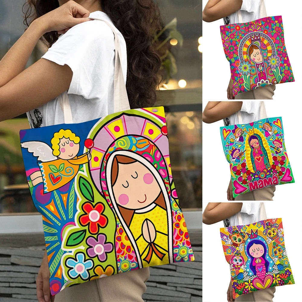 Cartoon Virgin Mary Series Women Shopping Bags Big Capacity Double Print Lady Shopper Bag Girl Shoulder Tote Daily Use Handbag
Cartoon Virgin Mary Series Women Shopping Bags Big Capacity Double Print Lady Shopper Bag Girl Shoulder Tote Daily Use Handbag