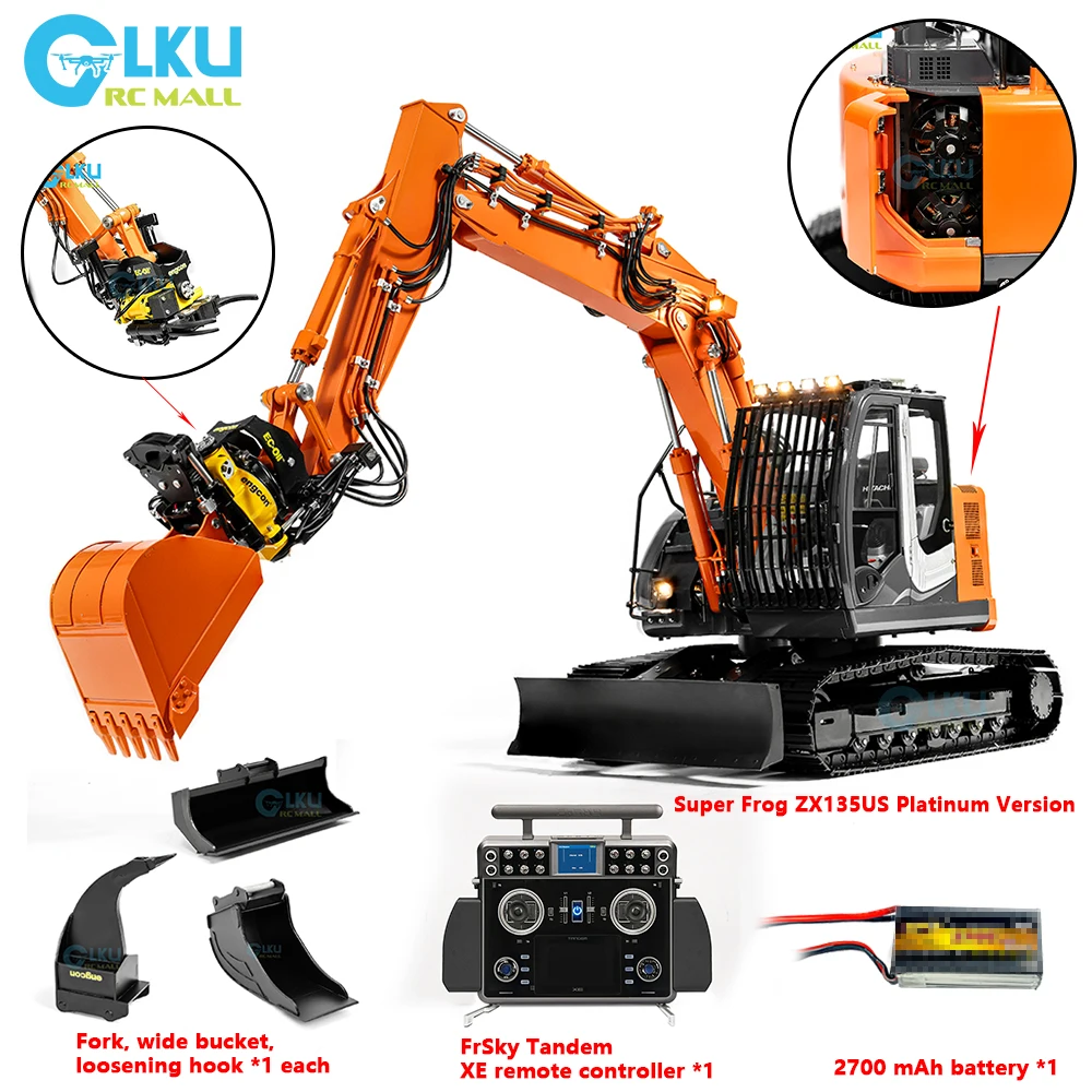 Super Frog 1/14 ZX135US RC Гидравлический экскаватор Модель Двойной гидравлический насос Платиновая версия RTR Световая и звуковая система FrSky XE
Super Frog 1/14 ZX135US RC Гидравлический экскаватор Модель Двойной гидравлический насос Платиновая версия RTR Световая и звуковая система FrSky XE
