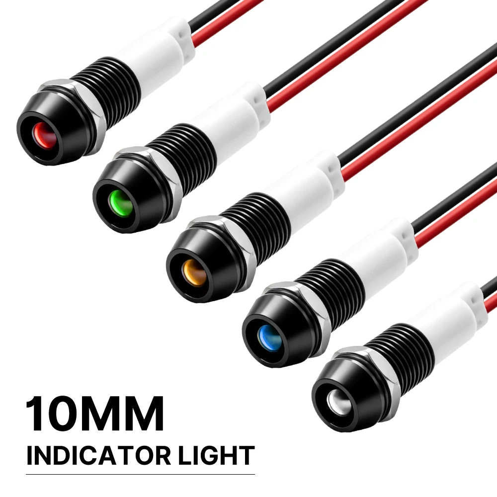 FILN 10/25PCS 10MM Metal Black Indicator Lights IP67 Waterproof Pilot Lamps 12v-24v for Automotive Car Marine Dashboard Panel
FILN 10/25PCS 10MM Metal Black Indicator Lights IP67 Waterproof Pilot Lamps 12v-24v for Automotive Car Marine Dashboard Panel