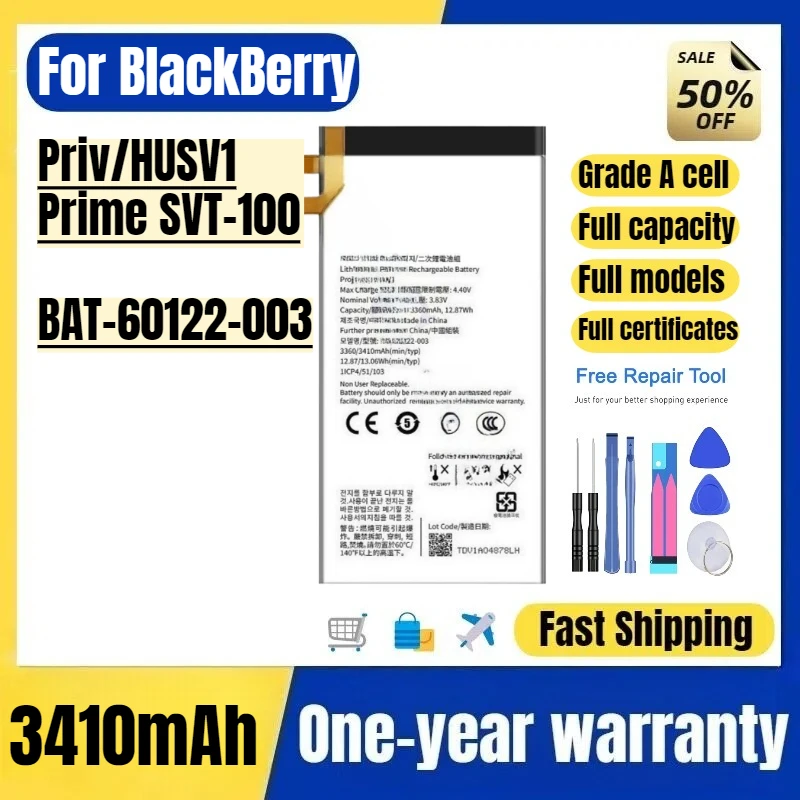 BAT-60122-003 for BlackBerry Priv/HUSV1/Prime SVT-100 MobilePhone Battery High Capacity Battery Replacement Bateria Grade A Cell
BAT-60122-003 for BlackBerry Priv/HUSV1/Prime SVT-100 MobilePhone Battery High Capacity Battery Replacement Bateria Grade A Cell