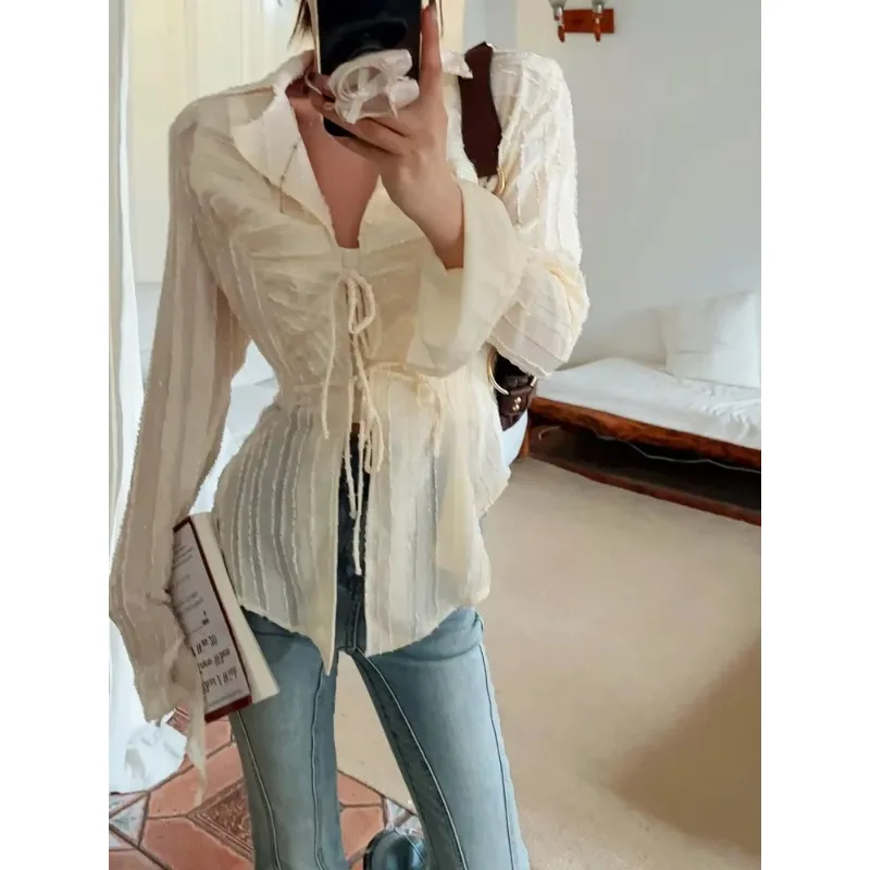 Deeptown Fairycore Lace Up Women Blouse Long Sleeve New Turn Down Collar Shirts Feminina Ladies Cropped Tops Korean Fashion Chic
Deeptown Fairycore Lace Up Women Blouse Long Sleeve New Turn Down Collar Shirts Feminina Ladies Cropped Tops Korean Fashion Chic