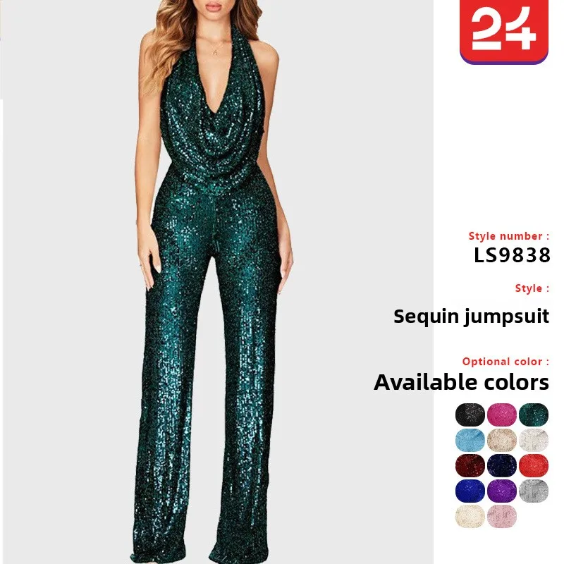 Summer Women's One-Piece Pants Glittering Sleeveless Neck Hanging Bright Sequins mid Waist Clean Fit Citywalk T-shirt Dress
Summer Women's One-Piece Pants Glittering Sleeveless Neck Hanging Bright Sequins mid Waist Clean Fit Citywalk T-shirt Dress