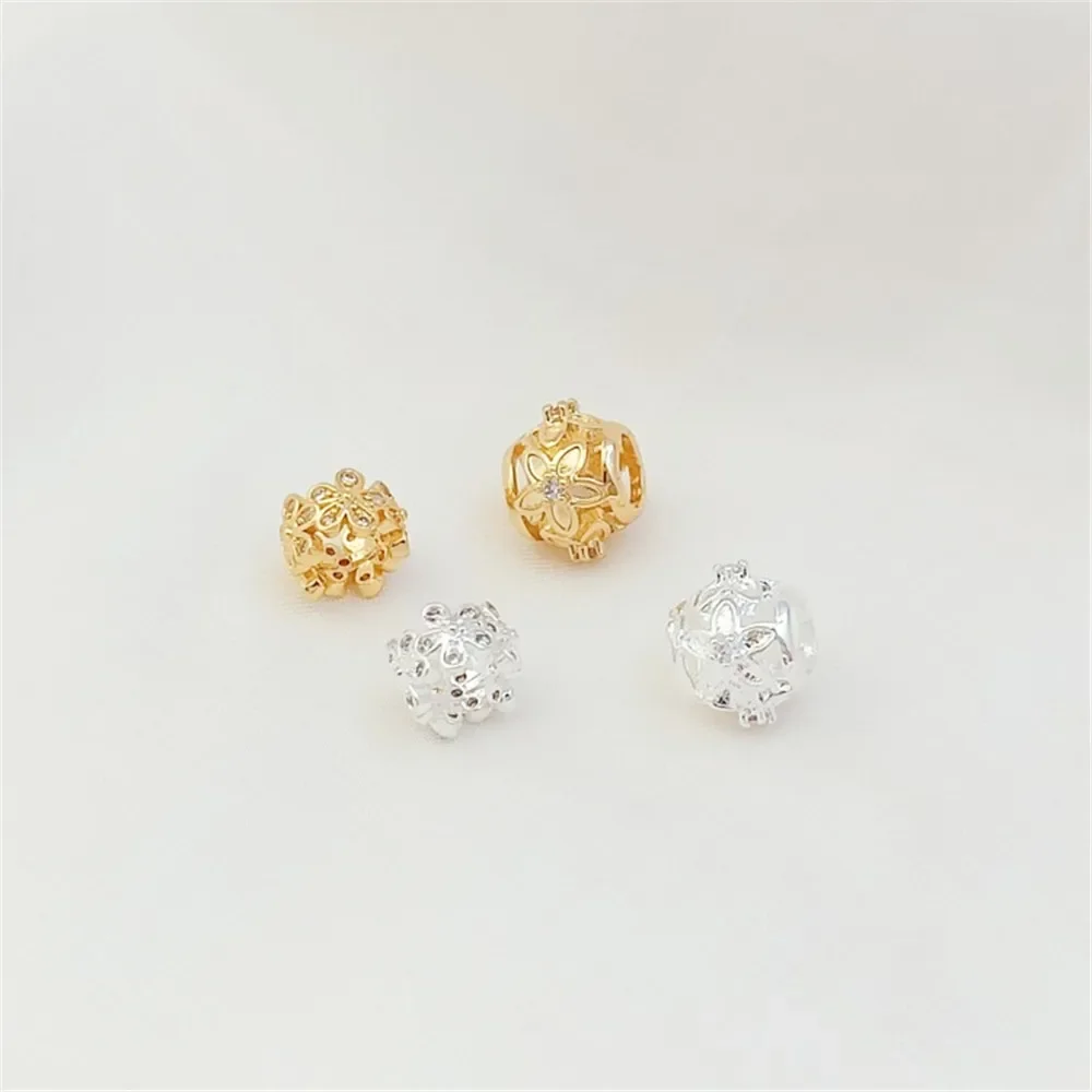 Silver 14K Gold-plated Micro-inlaid Zircon Running Rings, Plum Blossom Ball Partition Beads, DIY Handmade Jewelry Accessories
Silver 14K Gold-plated Micro-inlaid Zircon Running Rings, Plum Blossom Ball Partition Beads, DIY Handmade Jewelry Accessories