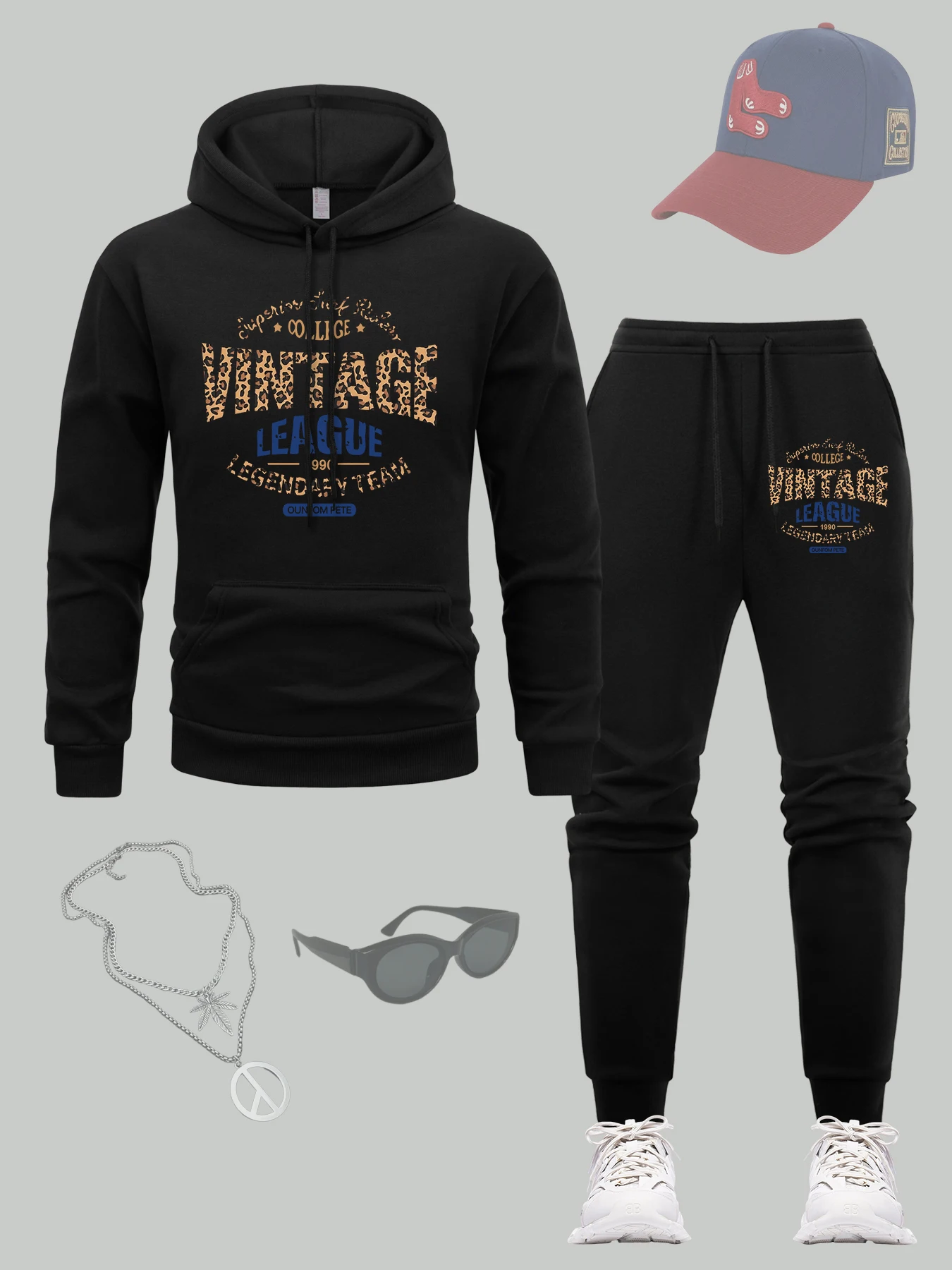 Vintage Leagueprinting Men Hoodie Set Pocket Autumn 2Pc Hoody Sets Fleece All-Match Clothing Drawstring Casual Sweatpant 
Vintage Leagueprinting Men Hoodie Set Pocket Autumn 2Pc Hoody Sets Fleece All-Match Clothing Drawstring Casual Sweatpant