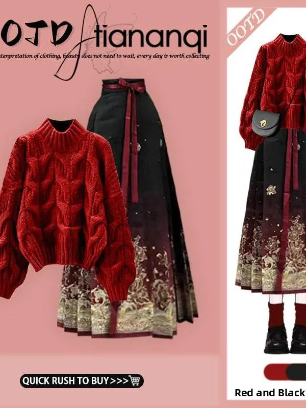 Faionable Women's Mid-High Collar Sweater Autumn Winter New Sle Outerwear Top And Bot Set Traditional Chinese National...
Faionable Women's Mid-High Collar Sweater Autumn Winter New Sle Outerwear Top And Bot Set Traditional Chinese National...