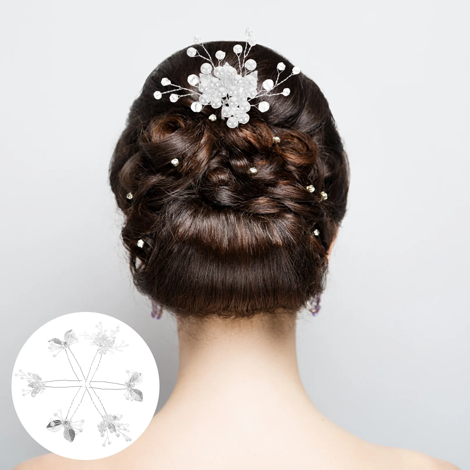 6 pcs Silver U Shaped Wedding Hairpin Bridal Pearl Rhinestone Hair Accessories Decorative Metal Women Hairstyle
6 pcs Silver U Shaped Wedding Hairpin Bridal Pearl Rhinestone Hair Accessories Decorative Metal Women Hairstyle