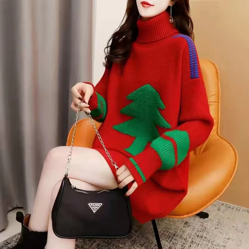 2022 Red Christmas Sweater Knitting Women Autumn Winter New Turtleneck Long Sleeve Loose Big Size Pullovers Casual
2022 Red Christmas Sweater Knitting Women Autumn Winter New Turtleneck Long Sleeve Loose Big Size Pullovers Casual