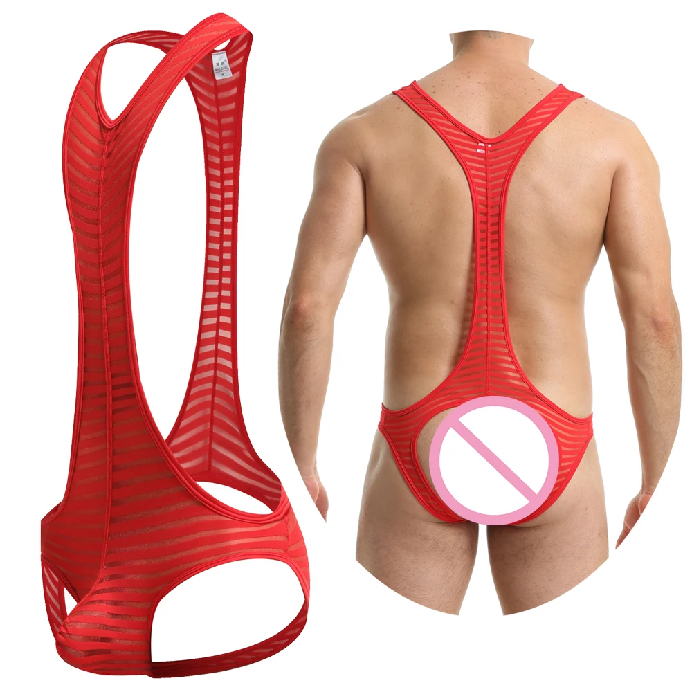 Sexy Mens Bodysuits Mesh Striped See Through Jockstrap Leotard Erotic Lingerie One-Piece Open Butt Underwear Gay Sheer Jumpsuit
Sexy Mens Bodysuits Mesh Striped See Through Jockstrap Leotard Erotic Lingerie One-Piece Open Butt Underwear Gay Sheer Jumpsuit