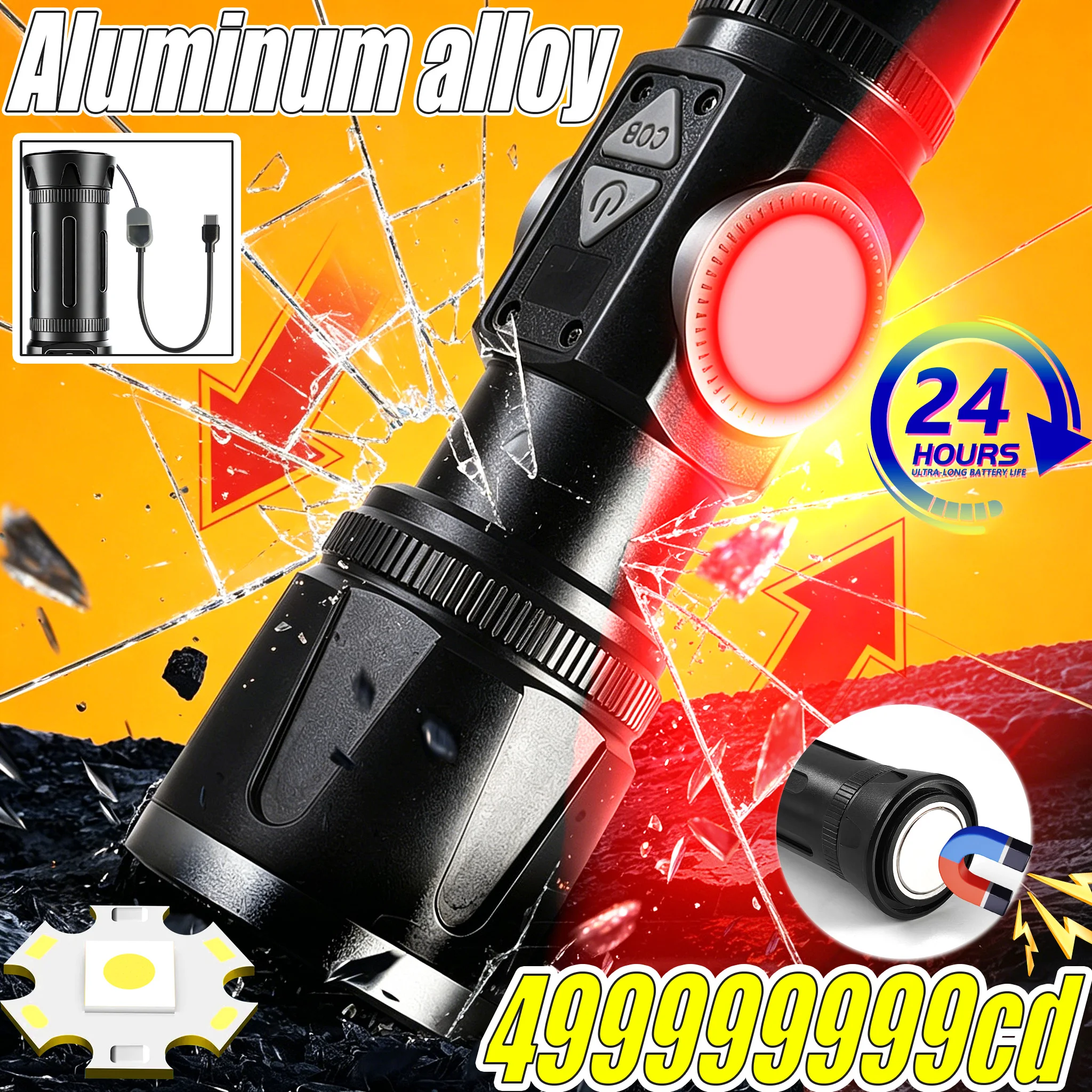 Super Bright LED Flashlight USB C Rechargeable Laser Torch Tail Rope Charging Cable 3000M Zoom Flashlight for Camping Work Light
Super Bright LED Flashlight USB C Rechargeable Laser Torch Tail Rope Charging Cable 3000M Zoom Flashlight for Camping Work Light
