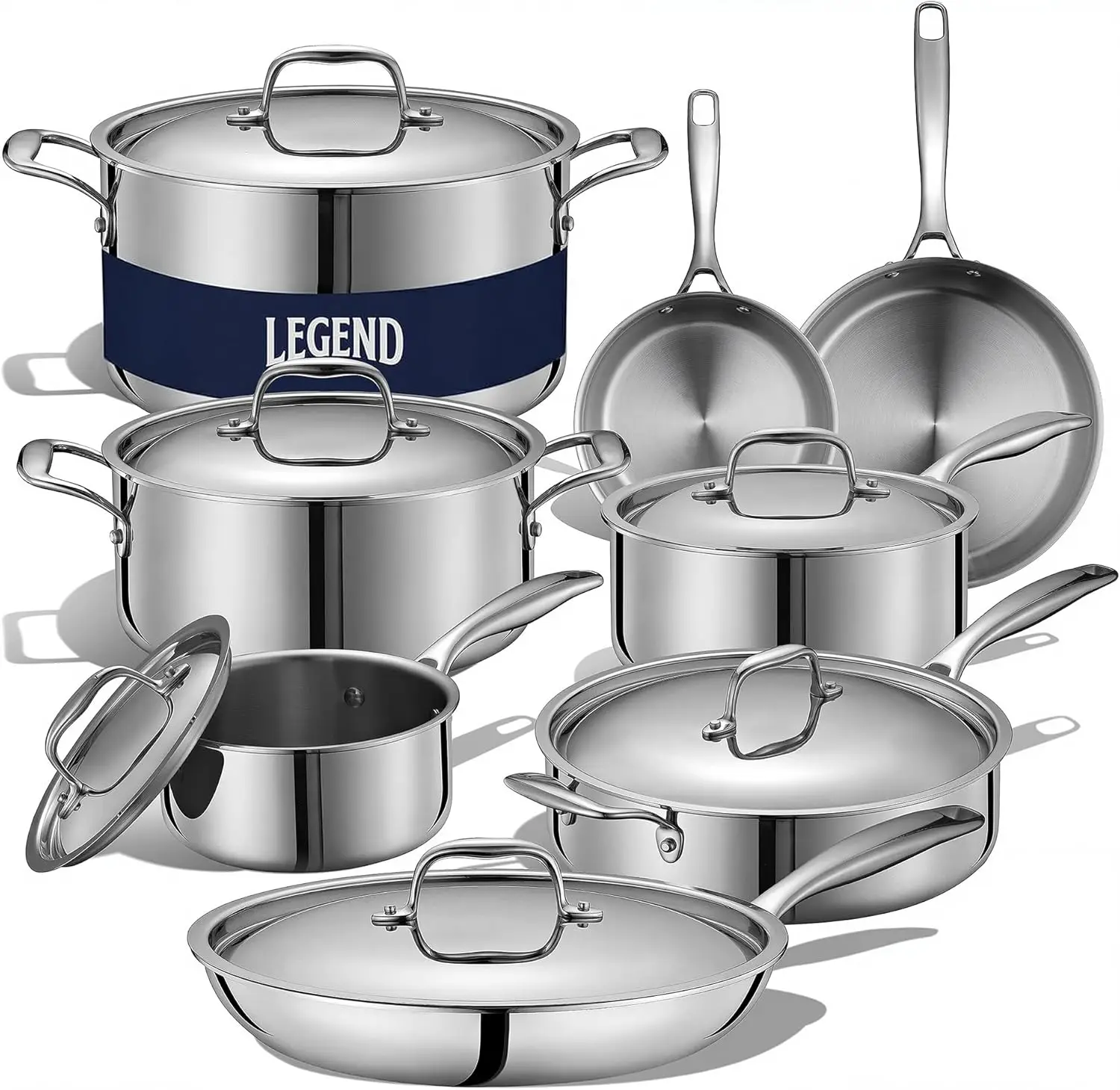 5-Ply Stainless Steel Cookware Set, 14-Piece Pots and Pans Set - Induction Compatible, Oven Safe 800°F - Non-Toxic, No Coatings
5-Ply Stainless Steel Cookware Set, 14-Piece Pots and Pans Set - Induction Compatible, Oven Safe 800°F - Non-Toxic, No Coatings