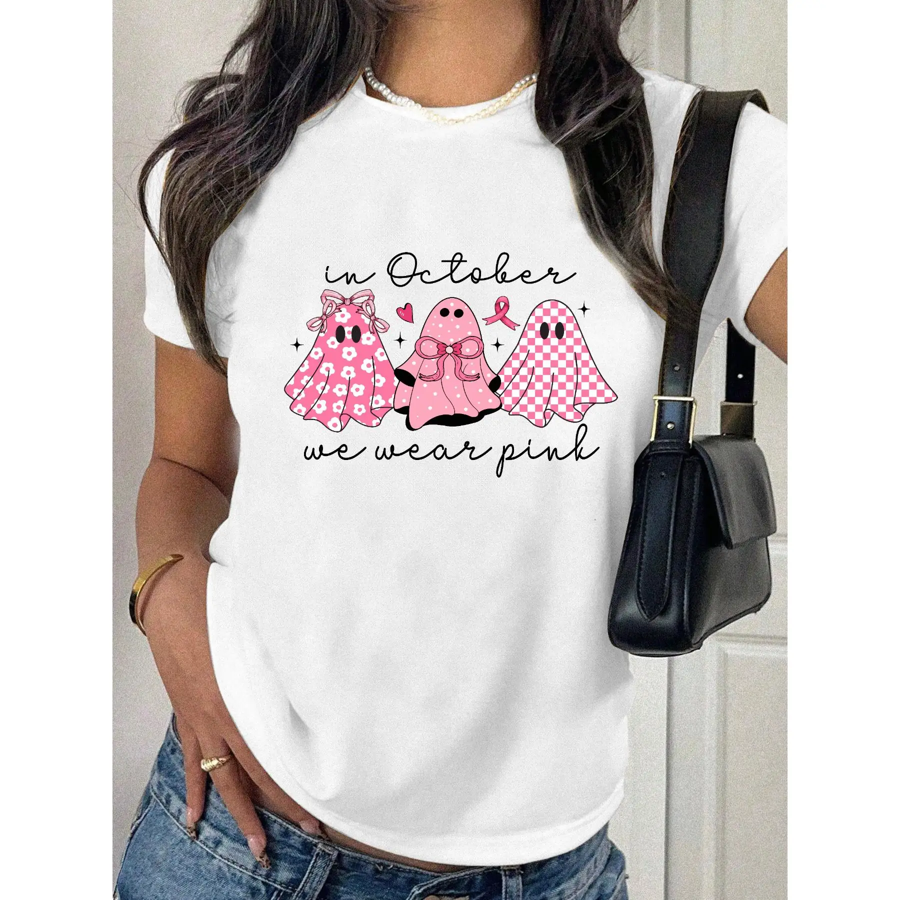 Cute Pink Ghost T-shirt, Breast Cancer Awareness Tee, Spooky Season Graphic Shirt, Funny Halloween Shirt for Women
Cute Pink Ghost T-shirt, Breast Cancer Awareness Tee, Spooky Season Graphic Shirt, Funny Halloween Shirt for Women