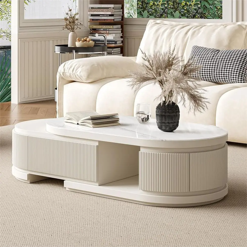 Oval Storage Coffee Table, Solid Wood Living Room Furniture, Fully Assembled, White Finish
Oval Storage Coffee Table, Solid Wood Living Room Furniture, Fully Assembled, White Finish