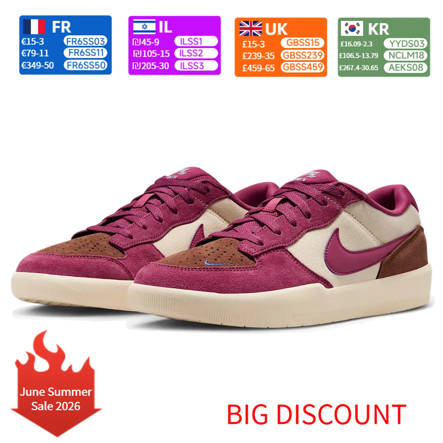 Nike SB Force 58 Versatile & Comfortable Durable Low-Top Skate Shoes Unisex Pink DV5477-104
Nike SB Force 58 Versatile & Comfortable Durable Low-Top Skate Shoes Unisex Pink DV5477-104