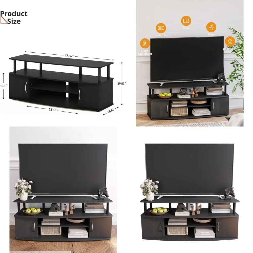 Современная тумба под телевизор 55 дюймов с местом для хранения, черный деревянный медиацентр для гостиных и спален
Современная тумба под телевизор 55 дюймов с местом для хранения, черный деревянный медиацентр для гостиных и спален