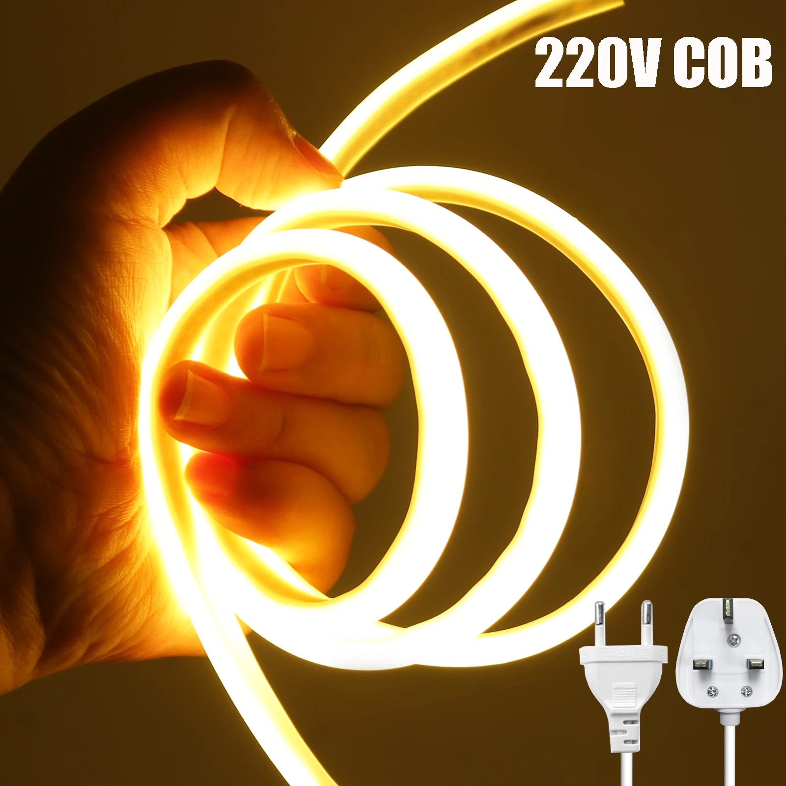 220V Led Strip with Power EU UK Plug COB LED Strip Flexible Ribbon RA90 IP65 Waterproof for Room Kitchen Outdoor Garden Lighting 
220V Led Strip with Power EU UK Plug COB LED Strip Flexible Ribbon RA90 IP65 Waterproof for Room Kitchen Outdoor Garden Lighting