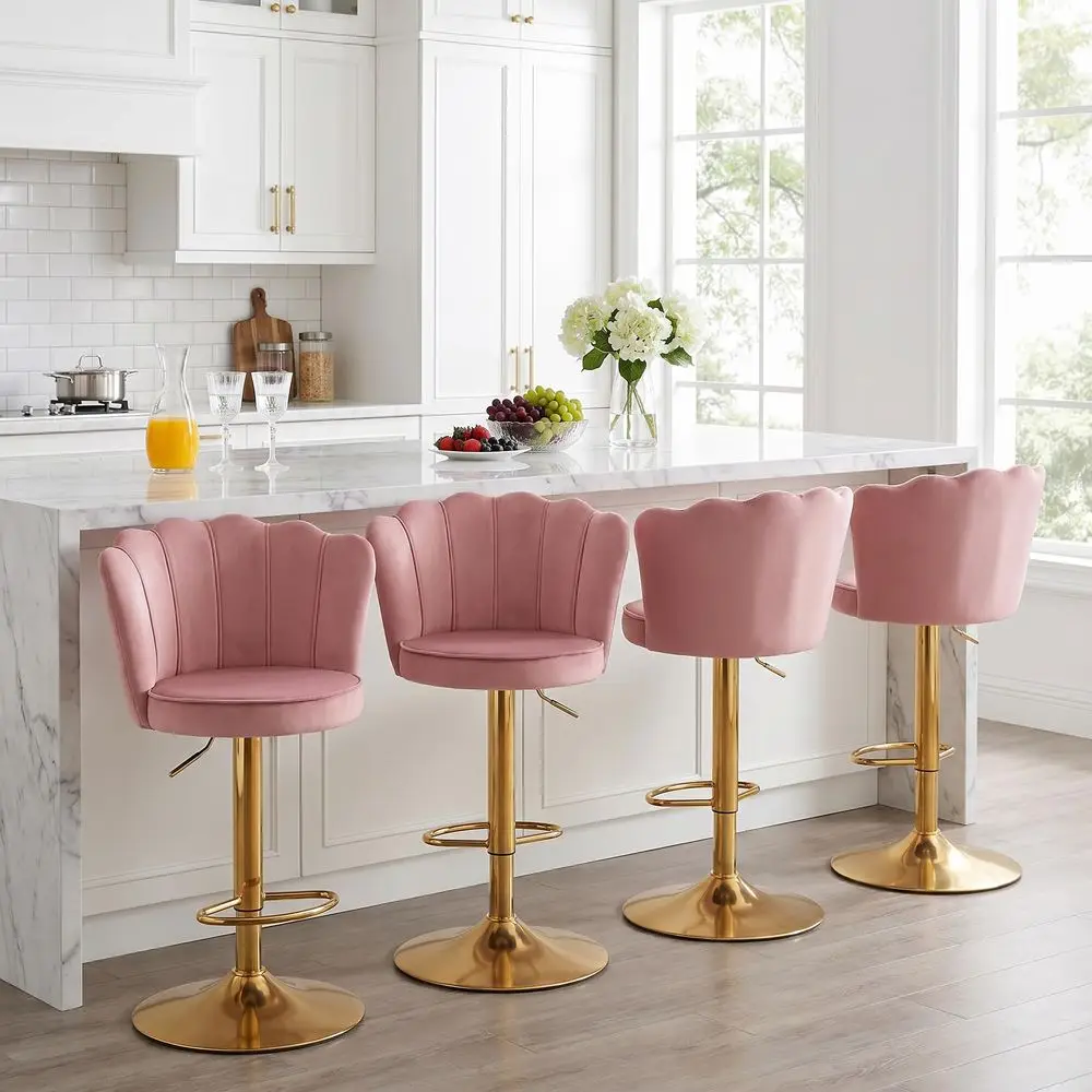Adjustable Swivel Barstools Set of 4 for Kitchen Island, Velvet Upholstered Counter Stool Bar Chairs with Back and Gold Base fo
Adjustable Swivel Barstools Set of 4 for Kitchen Island, Velvet Upholstered Counter Stool Bar Chairs with Back and Gold Base fo