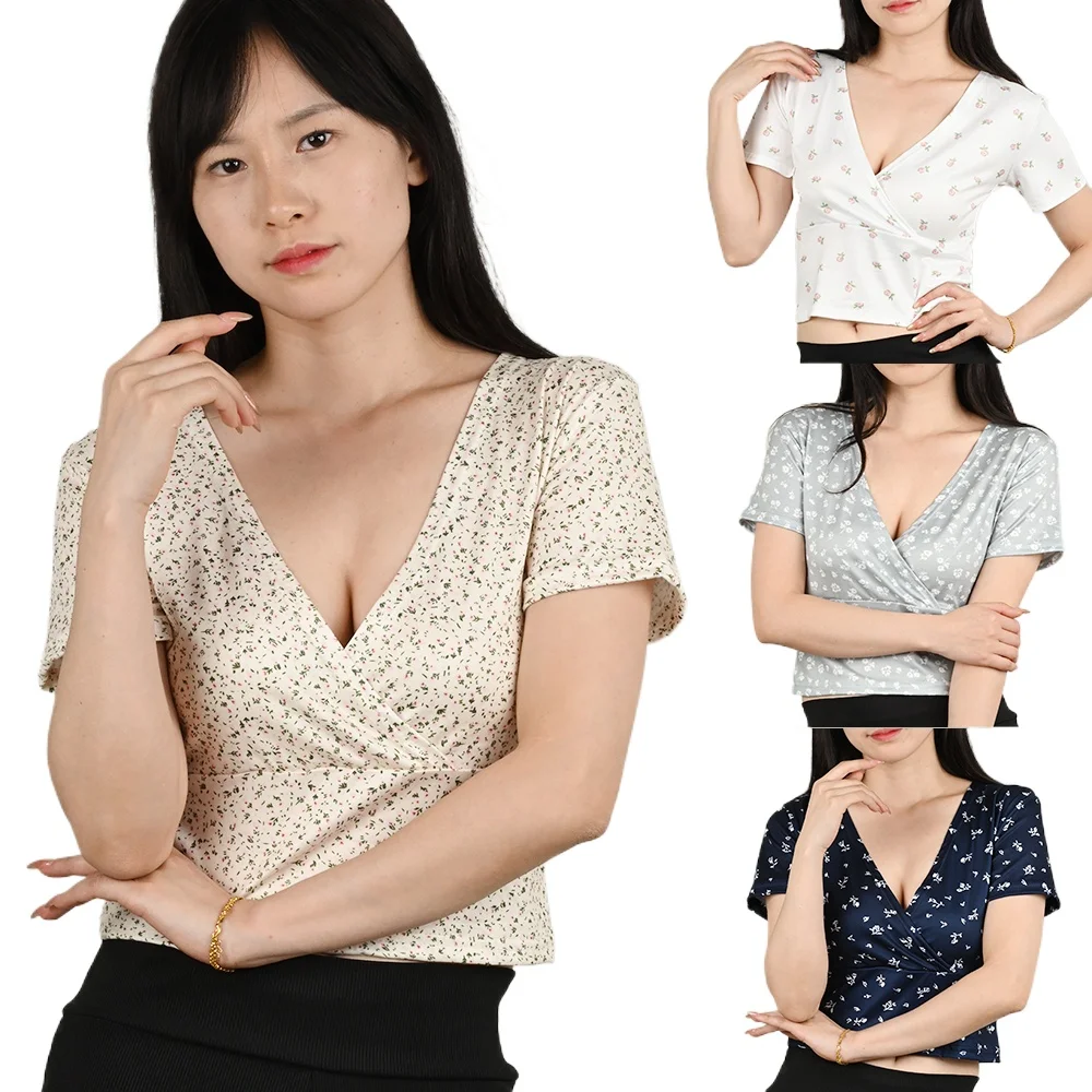 Summer Women French Retro Foral V-neck Short-sleeved T-shirt Girls Sexy Slim Crop Top Female Cross Clothes Tee Shirt Y2K S-2XL
Summer Women French Retro Foral V-neck Short-sleeved T-shirt Girls Sexy Slim Crop Top Female Cross Clothes Tee Shirt Y2K S-2XL