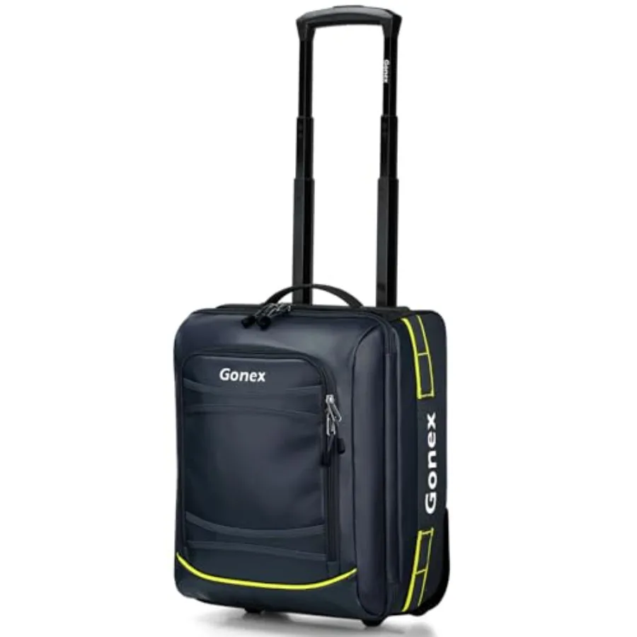 Waterproof underseat carry-on luggage for airline travel, PVC material, navy blue, 16-inch rolling overnight weekender suitcase
Waterproof underseat carry-on luggage for airline travel, PVC material, navy blue, 16-inch rolling overnight weekender suitcase