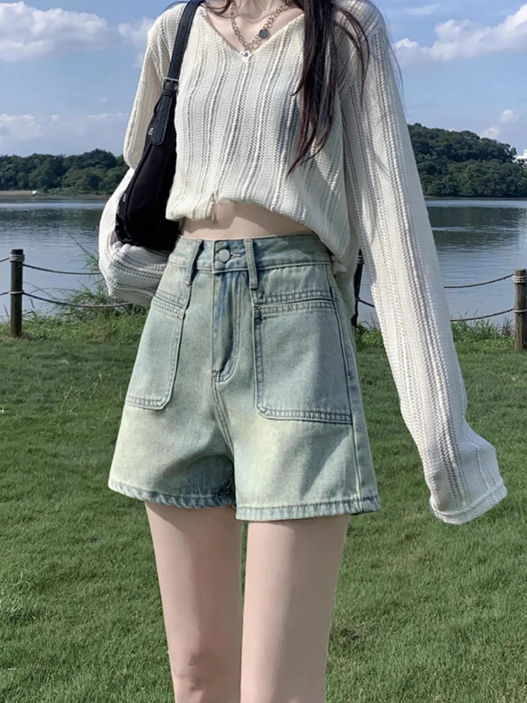 Blue High Waist Wide Leg Short Jeans Women's Loose Slimming Thin A-Line Hot Pants Summer Washed Denim Casual Female Jeans
Blue High Waist Wide Leg Short Jeans Women's Loose Slimming Thin A-Line Hot Pants Summer Washed Denim Casual Female Jeans