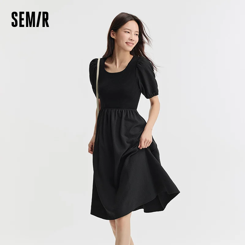 Semir Dress Women Puff Sleeve Slim Fit 2024 New Summer Version Color-blocking Waist-tightening Textured Mid-long Dress
Semir Dress Women Puff Sleeve Slim Fit 2024 New Summer Version Color-blocking Waist-tightening Textured Mid-long Dress