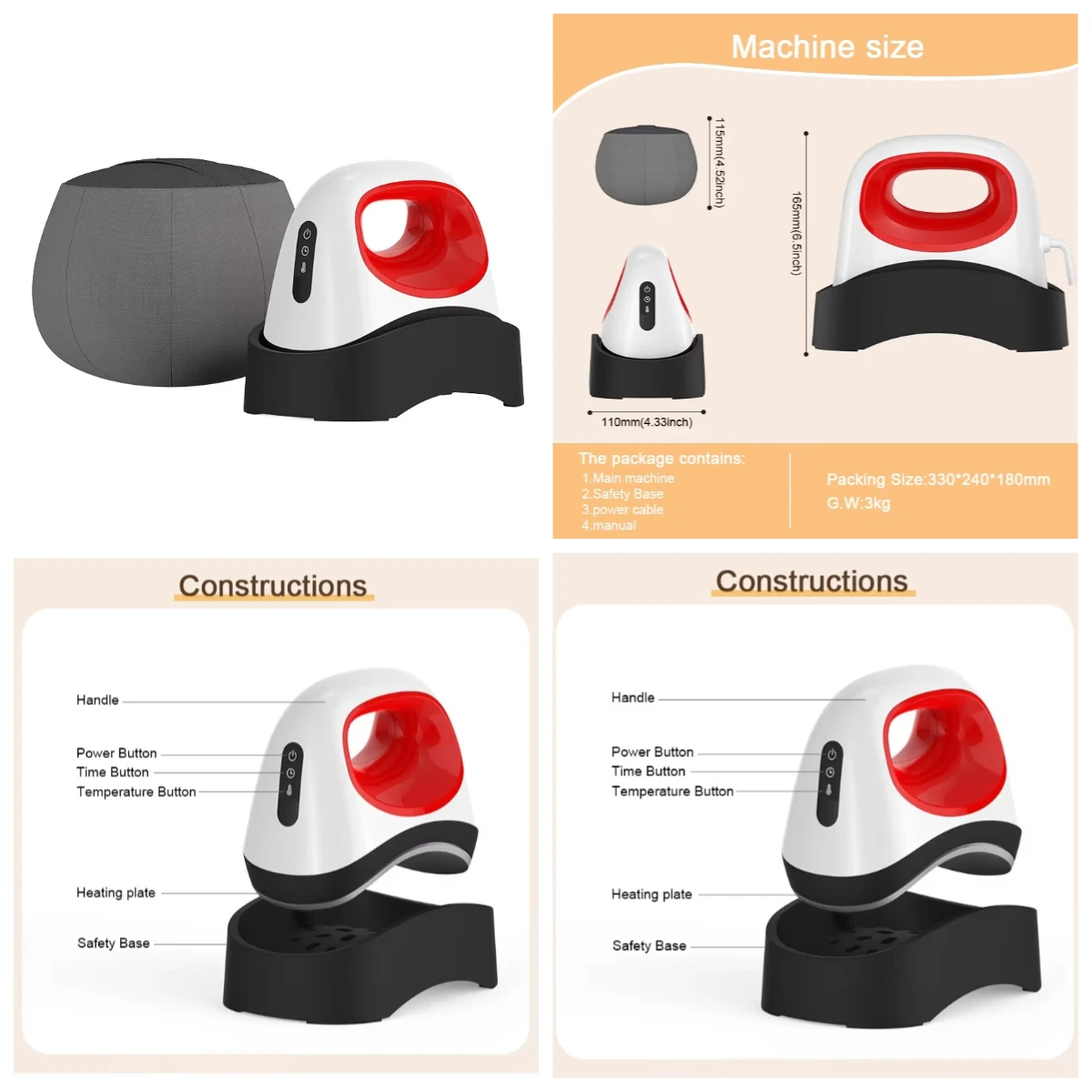 WJW S0305 Manual Grade Mini Portable Heat Press Machine New Arrival for Sublimation Printing Hat and Cap for Garment
WJW S0305 Manual Grade Mini Portable Heat Press Machine New Arrival for Sublimation Printing Hat and Cap for Garment