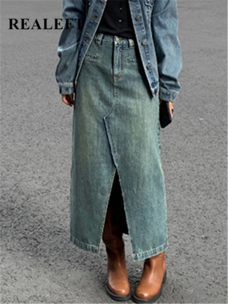 REALEFT High Waist Vintage Front Split Women's Deinm Long Skirts 2023 New Spring Summer Korean Jeans A-Line Wrap Skirts Female
REALEFT High Waist Vintage Front Split Women's Deinm Long Skirts 2023 New Spring Summer Korean Jeans A-Line Wrap Skirts Female