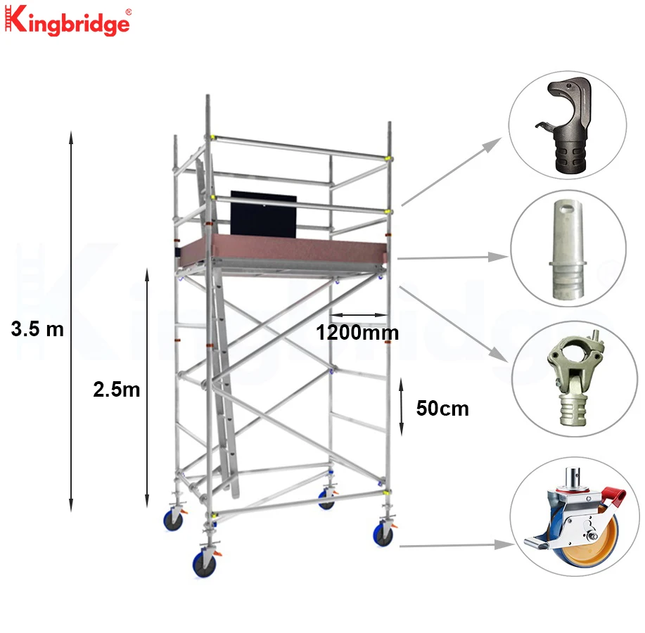 Industrial 2.5 M Standing Height Aluminum Scaffold Tower Ladder T6061 1200 Mm Width 50.8*2.0 Mm Pipes For Outdoor Decoration
Industrial 2.5 M Standing Height Aluminum Scaffold Tower Ladder T6061 1200 Mm Width 50.8*2.0 Mm Pipes For Outdoor Decoration