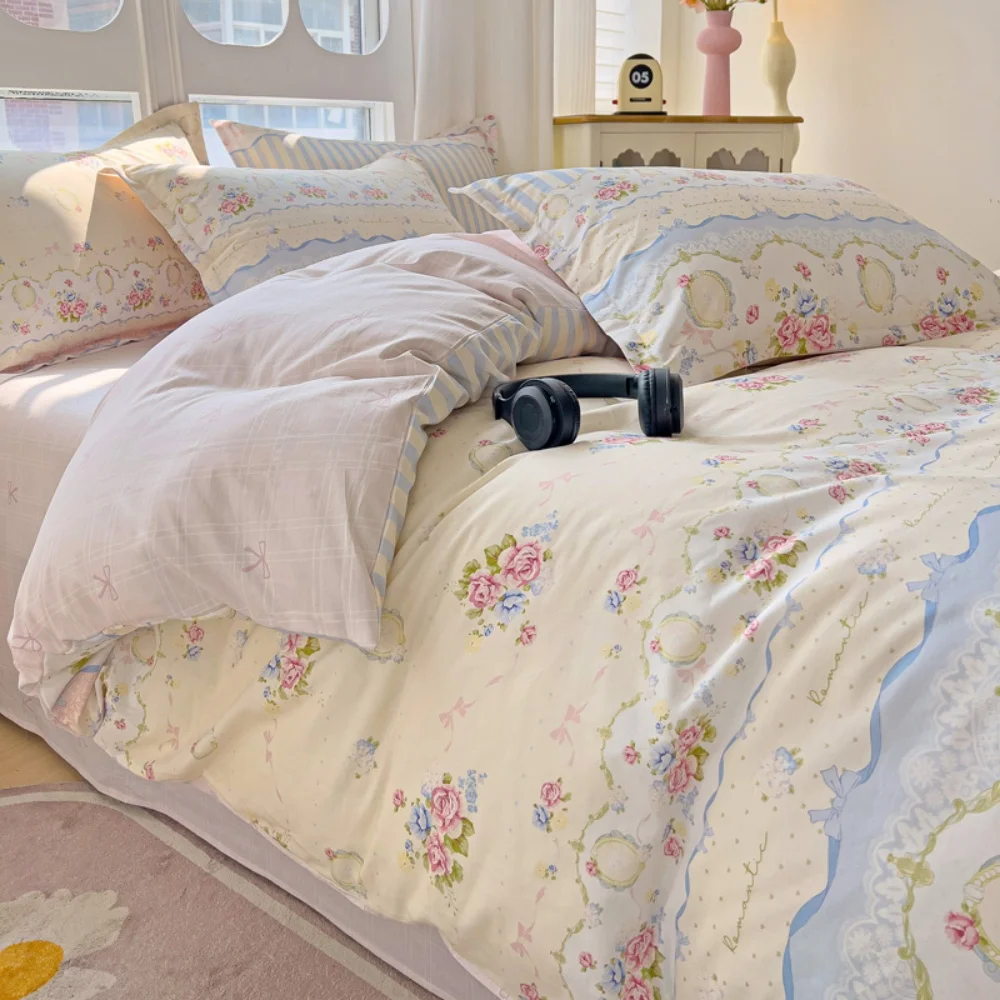 100% Cotton Bedding Set Soft Skin-friendly Four Piece Set Single Couple Flower Printed Comforter Duvet Cover Set for Adults Kids
100% Cotton Bedding Set Soft Skin-friendly Four Piece Set Single Couple Flower Printed Comforter Duvet Cover Set for Adults Kids