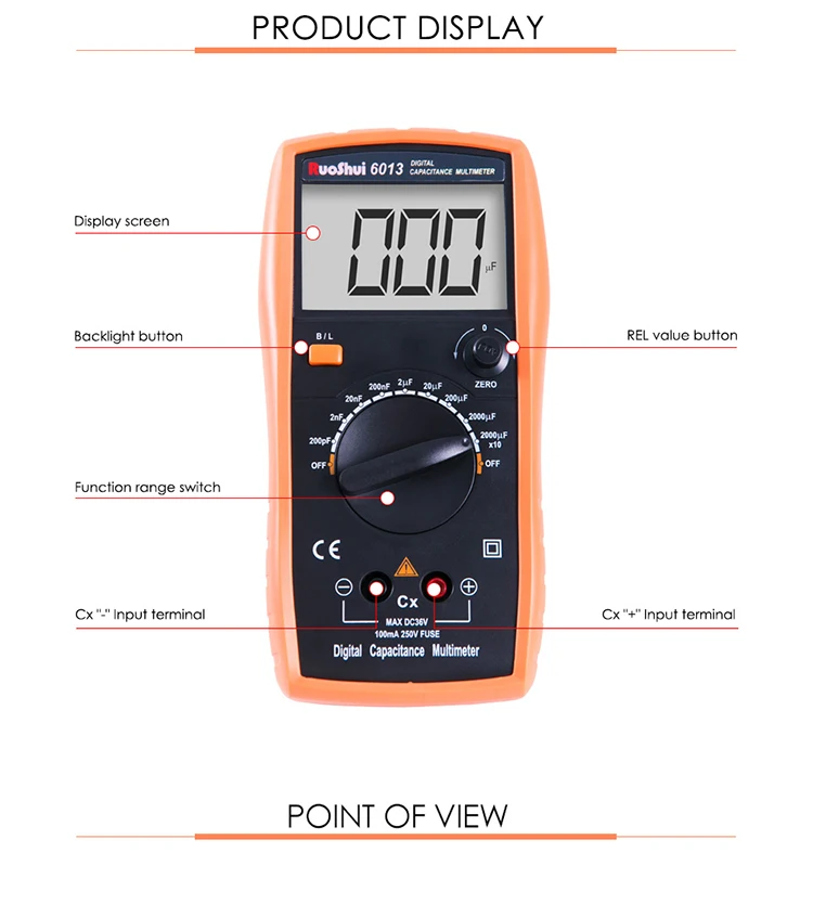 6013 Digital Capacitance Meter Manual Range 2000 Counts Capacitor Tester 20000uF LCR Meter
6013 Digital Capacitance Meter Manual Range 2000 Counts Capacitor Tester 20000uF LCR Meter
