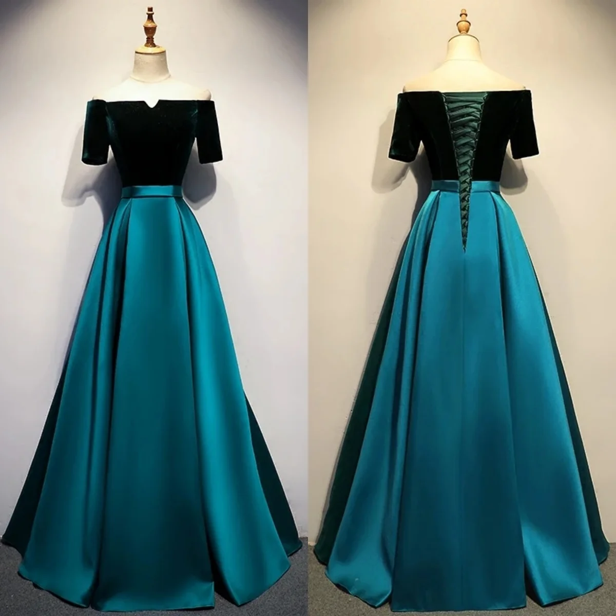 Evening Dress Boat Neck Robe De Soiree Green Velvet Satin Short Sleeve A Line Floor Length Plus size Women Party Formal Gown
Evening Dress Boat Neck Robe De Soiree Green Velvet Satin Short Sleeve A Line Floor Length Plus size Women Party Formal Gown