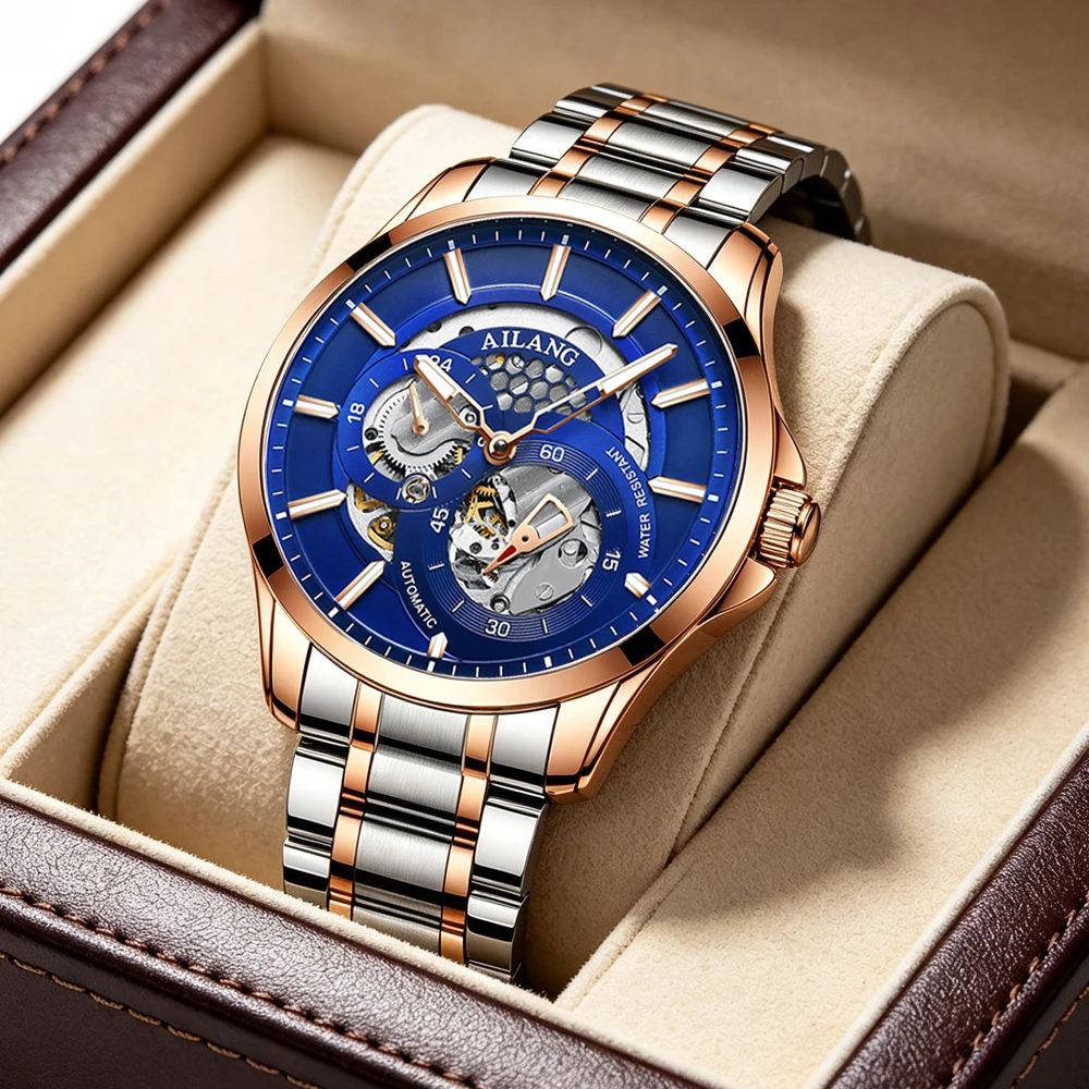 AILANG Business Men's Automatic Mechanical Watch Stainless Steel Strap Casual Fashion Waterproof Clock Relogio Masculino 8629B
AILANG Business Men's Automatic Mechanical Watch Stainless Steel Strap Casual Fashion Waterproof Clock Relogio Masculino 8629B