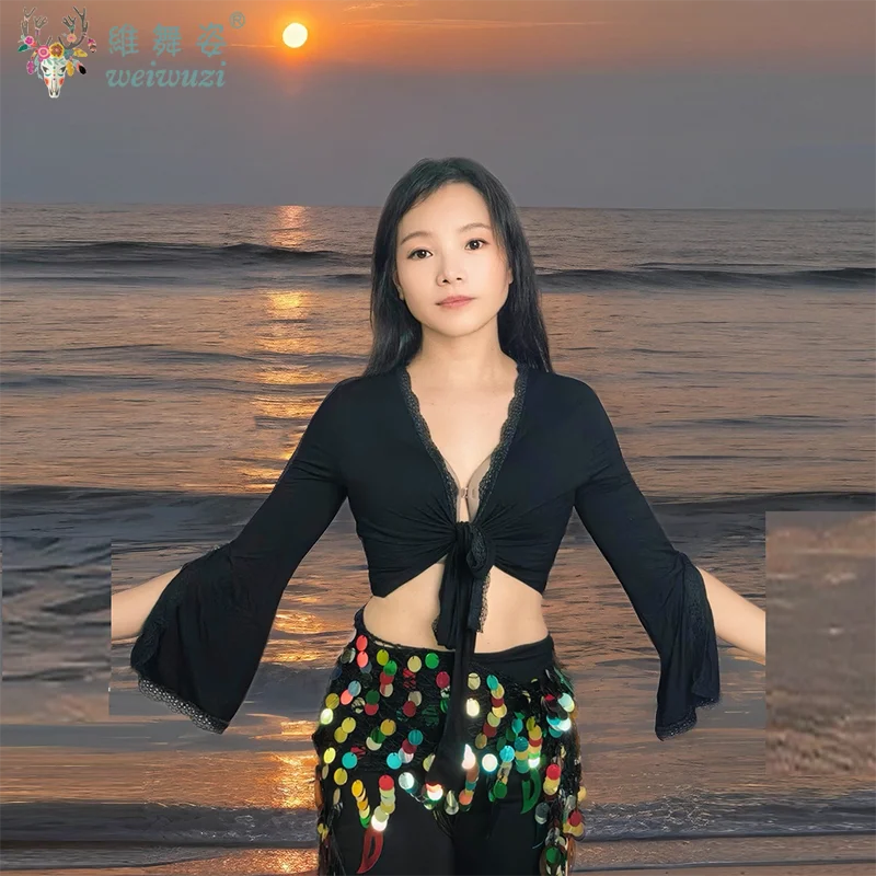 Новый топ для танца живота из модала с кружевом и завязками с разрезом на рукавах для женщин, танцевальное представление, шаль с длинными рукавами, топ для квадратных танцев для взрослых
Новый топ для танца живота из модала с кружевом и завязками с разрезом на рукавах для женщин, танцевальное представление, шаль с длинными рукавами, топ для квадратных танцев для взрослых