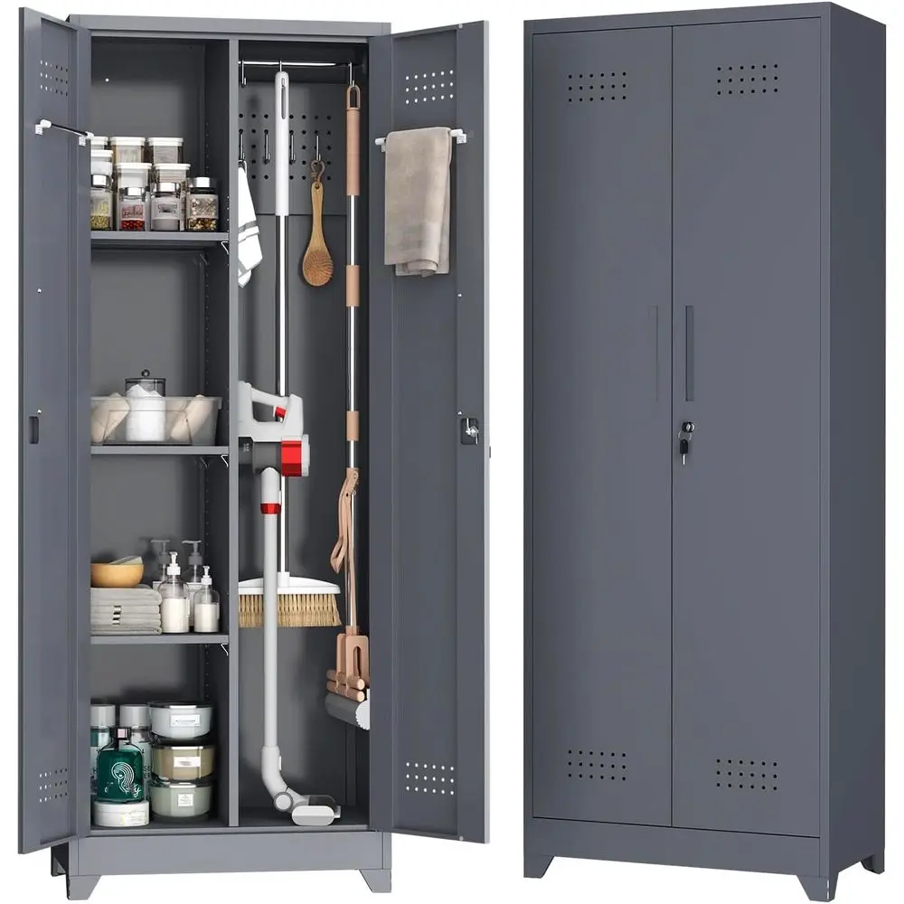 Broom Closet,Broom Closet Storage Cabiwith Lock, 65" Metal Garage Organization Cabinet,Cleaning SupplyUtility Storage Cabinet wi
Broom Closet,Broom Closet Storage Cabiwith Lock, 65" Metal Garage Organization Cabinet,Cleaning SupplyUtility Storage Cabinet wi