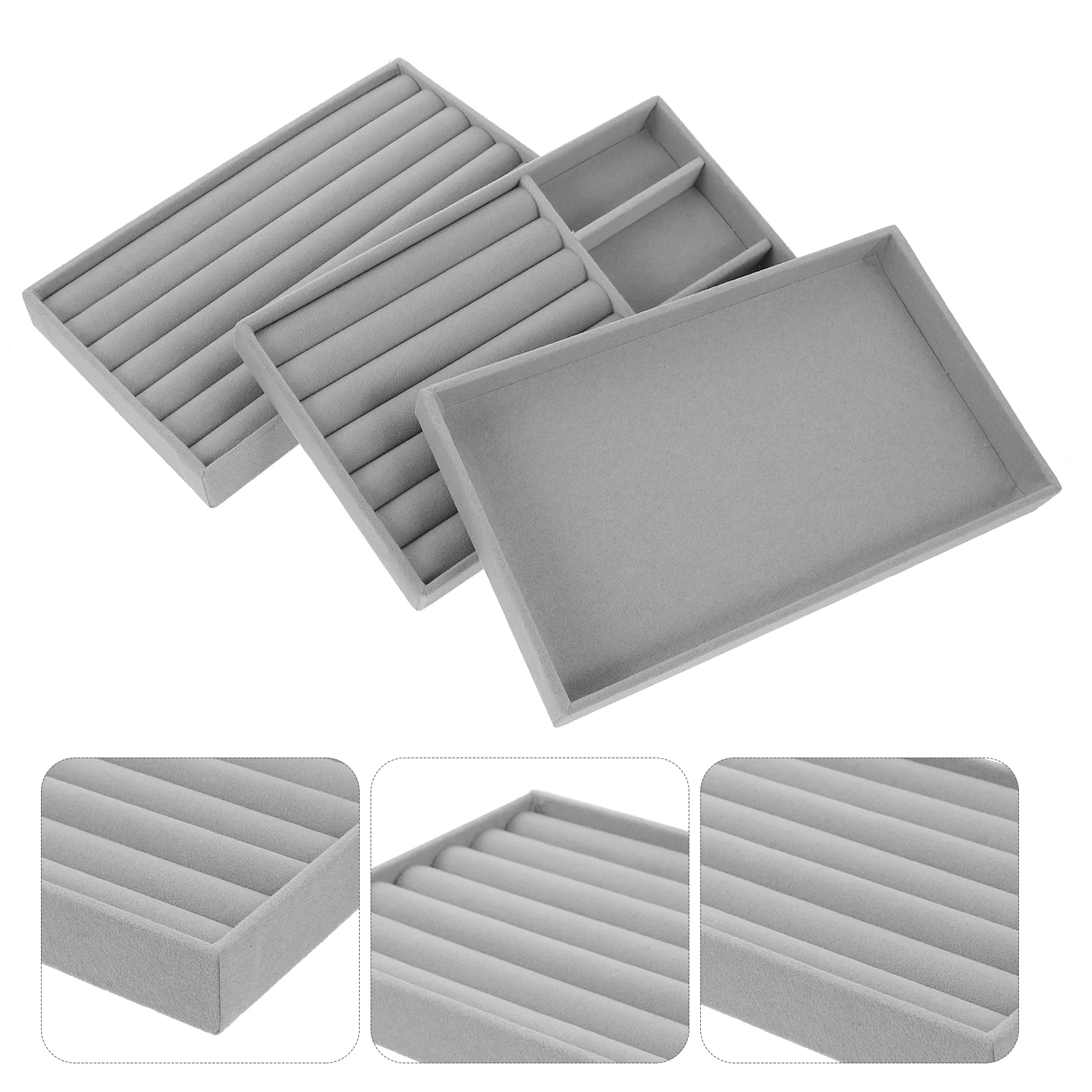 3 Pcs Velvet Jewelry Tray Sponge Compartments for Necklace Earring Storage Display ganizer Stackable Solution
3 Pcs Velvet Jewelry Tray Sponge Compartments for Necklace Earring Storage Display ganizer Stackable Solution