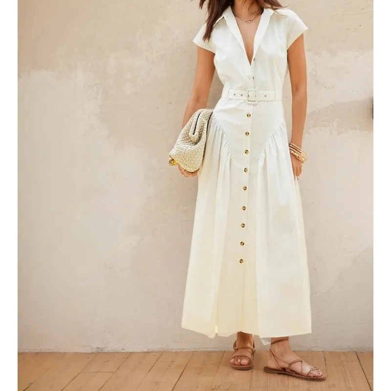 French Lapel Long Dress Single-breasted Women's Summer Slim Dress Fashionable Commuter Women's Dress
French Lapel Long Dress Single-breasted Women's Summer Slim Dress Fashionable Commuter Women's Dress
