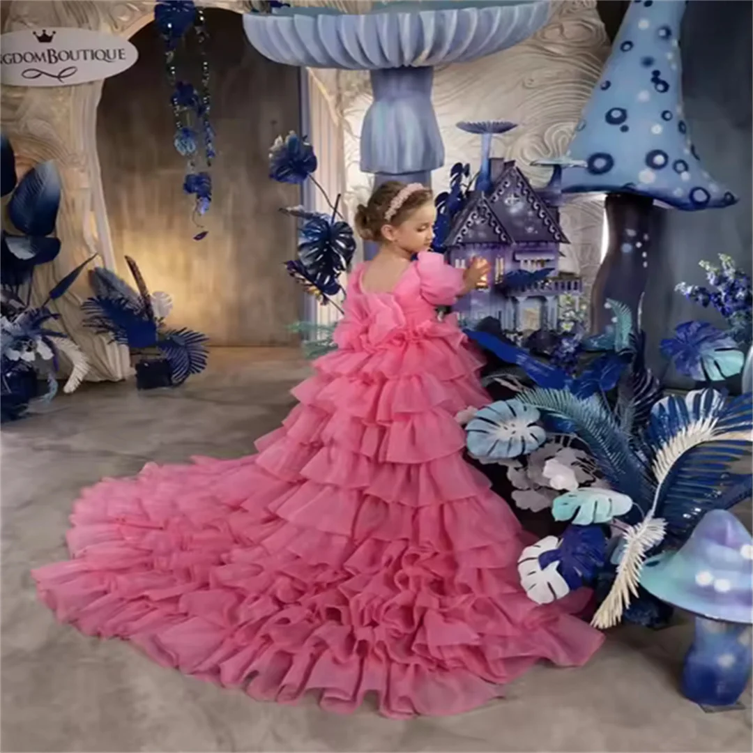 Customized Hot Pink Flower Girl Dresses For Wedding Layered Short Sleeves Cute Little Girl Evening Party Pageant Gift Prom Gown
Customized Hot Pink Flower Girl Dresses For Wedding Layered Short Sleeves Cute Little Girl Evening Party Pageant Gift Prom Gown