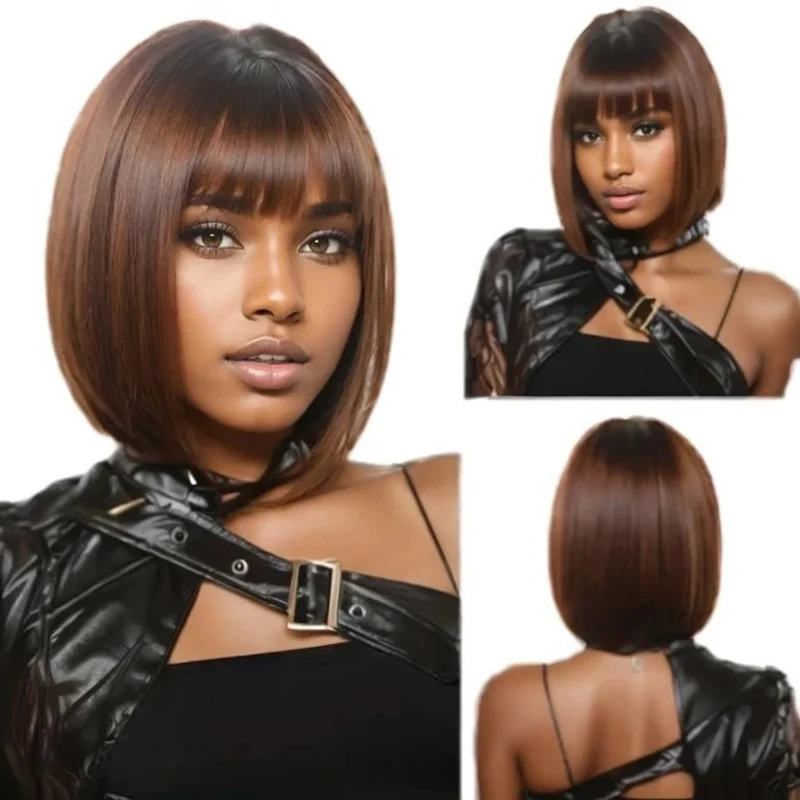 Fashionable chemical fiber bob wig, airy bangs, synthetic fiber wig
Fashionable chemical fiber bob wig, airy bangs, synthetic fiber wig